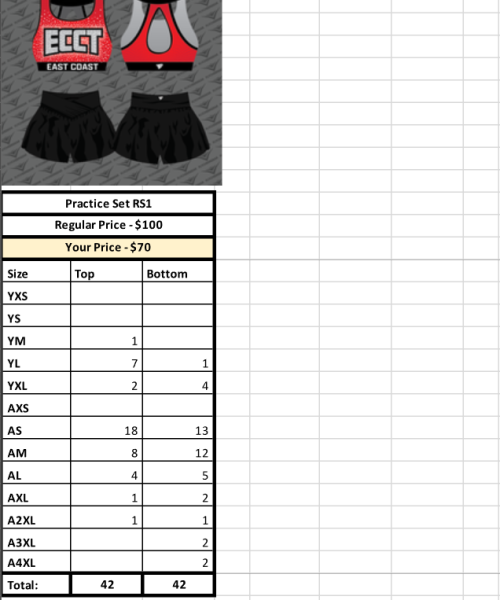 East Coast Cheer and Tumble Practice Set
