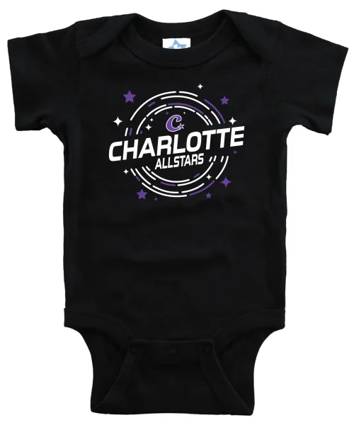 Charlotte Allstars Black Baby Onesie