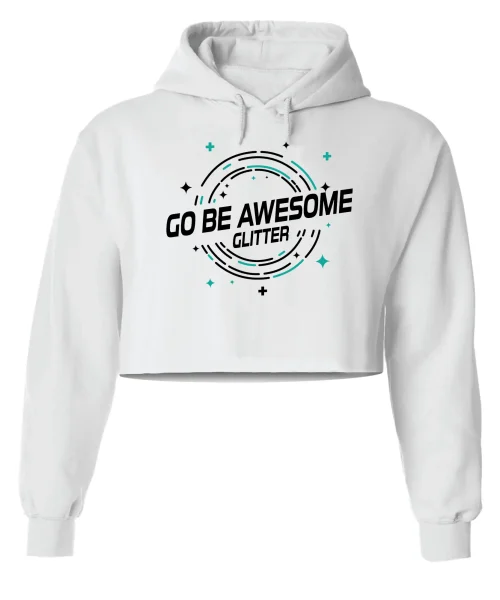GBA Glitter White Crop Hoodie