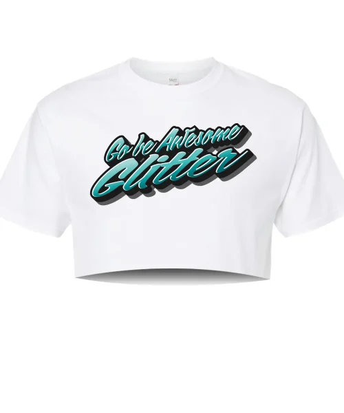 GBA Glitter White Crop Tee