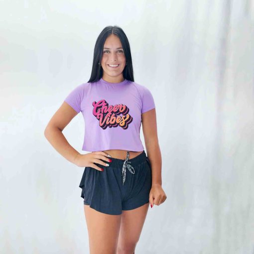 Cheer Vibes Lilac Cropped Tee - Image 2