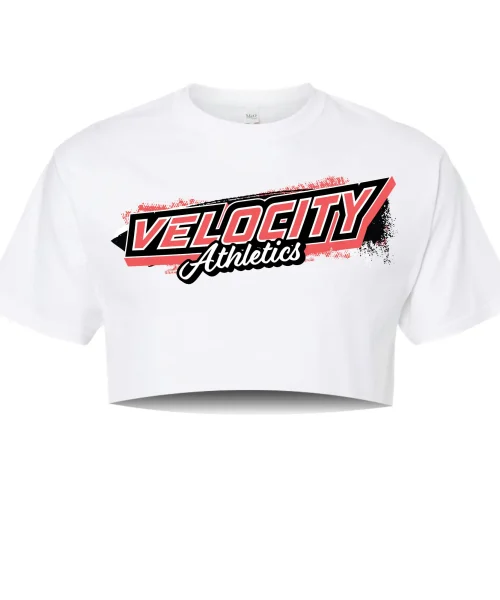 Velocity White Crop Tee