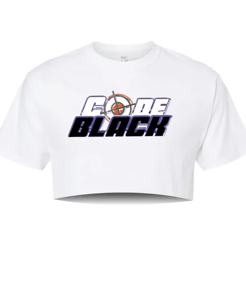 OGA White Cropped Tee Code Black