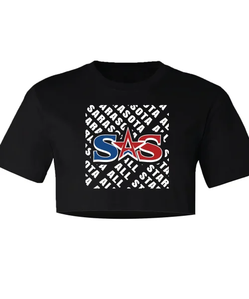 SAS Black Crop Rhinestone Tee