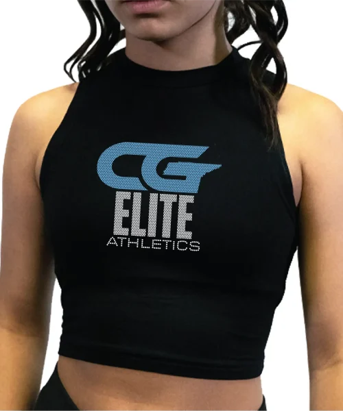 CG Rhinestone High Collar Crop