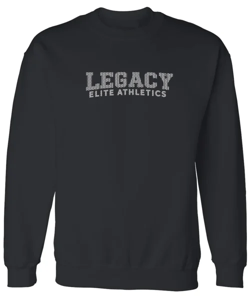 LEA Black Rhinestone Crewneck