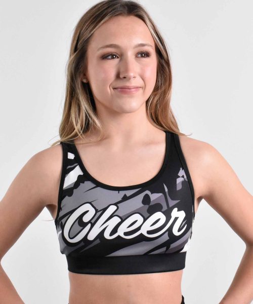 Black & Gray Cheer Sports Bra