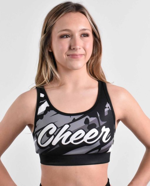 Black & Gray Cheer Sports Bra