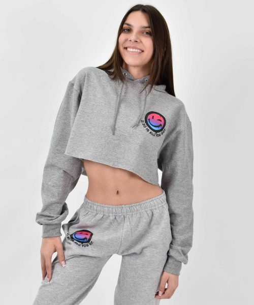 2:30 Grey Cropped Hoodie