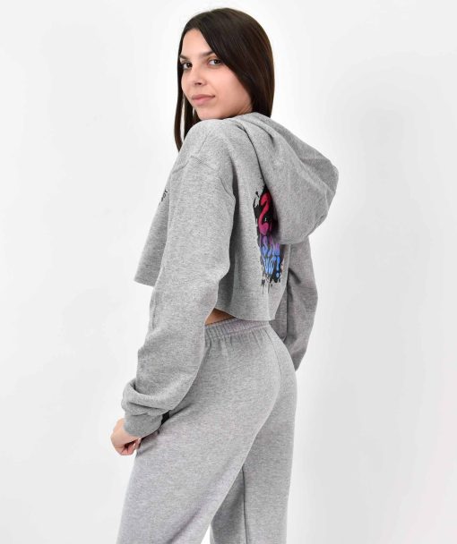 2:30 Grey Cropped Hoodie - Image 2