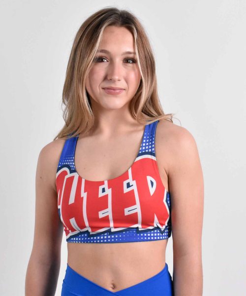 Red & Blue Cheer Sports Bra