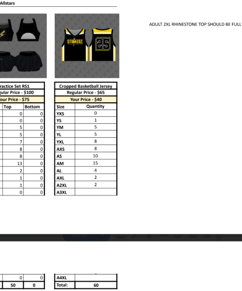 Strikerz Allstars Sports Bra and Jersey