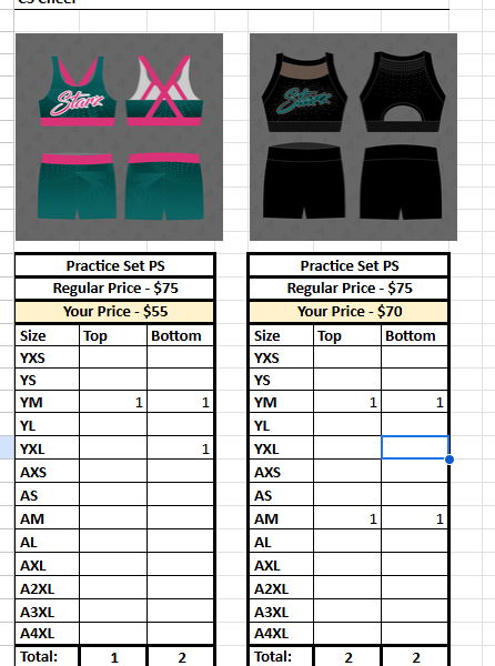 CS Cheer Extra Practice Sets 25